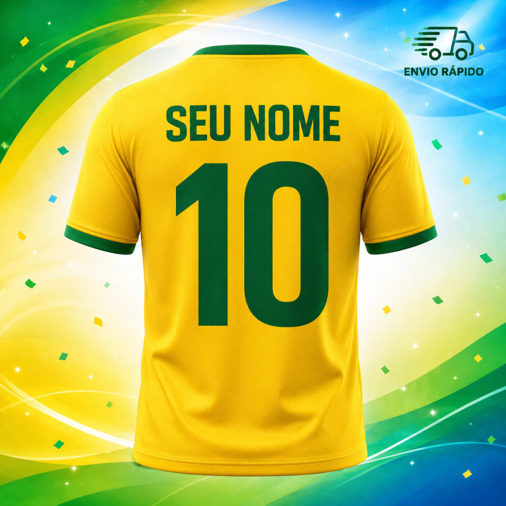 Camisa Brasil Copa 2026 Com Seu Nome - Algodão Unissex Torcida Patriota Brasil